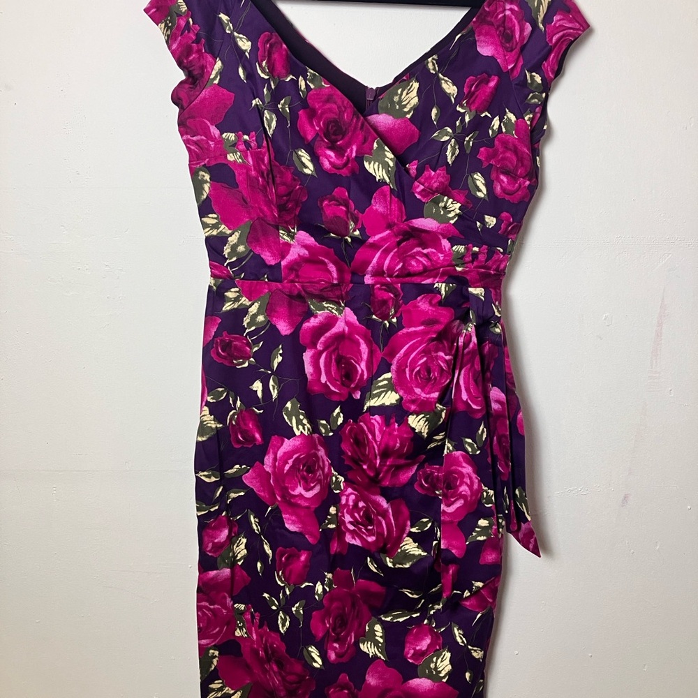 Vibrant Floral Midi Dress in Pink and Purple